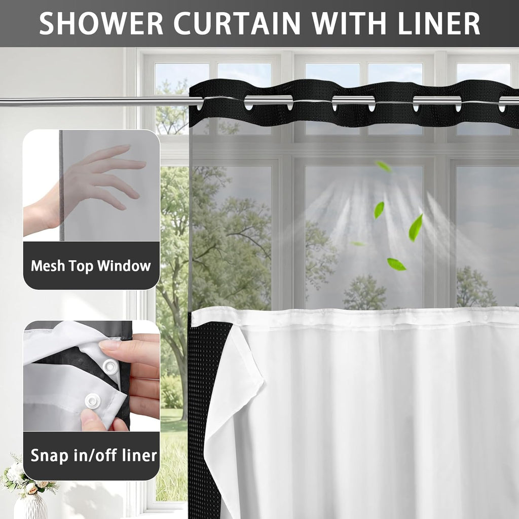 SnapN’Slide No-Hook Shower Curtain
