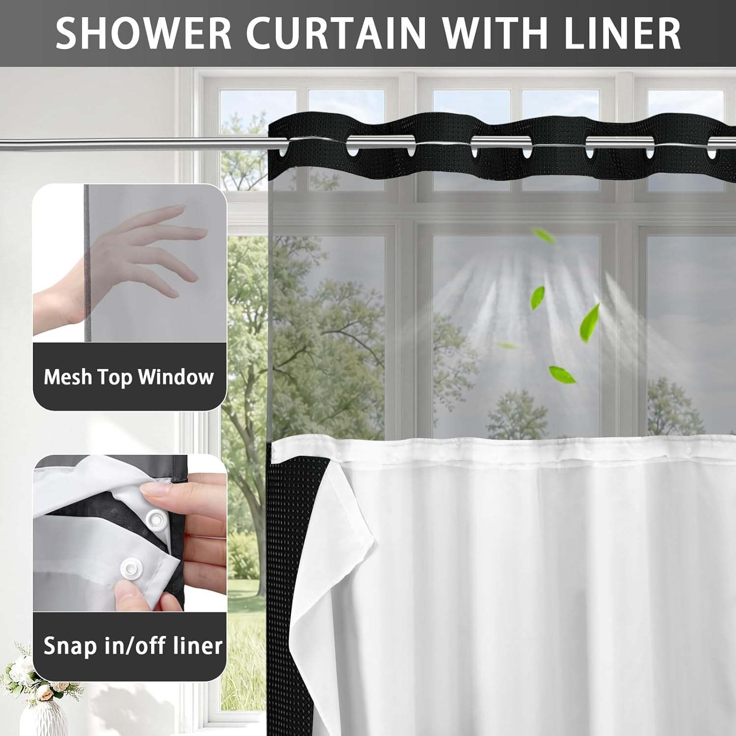 SnapN’Slide No-Hook Shower Curtain