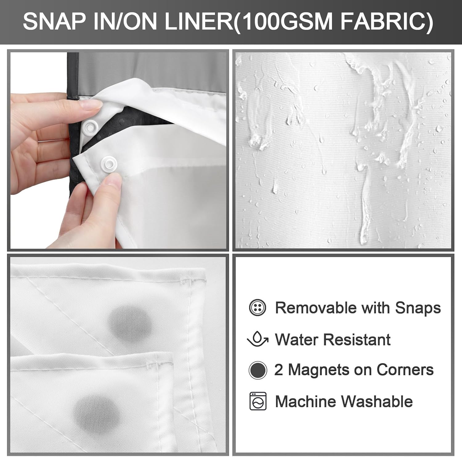 SnapN’Slide No-Hook Shower Curtain
