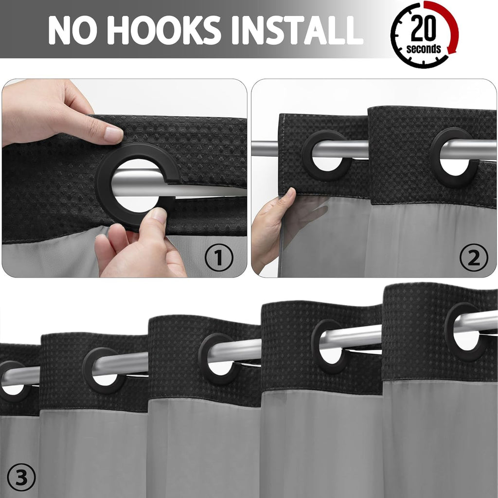 SnapN’Slide No-Hook Shower Curtain