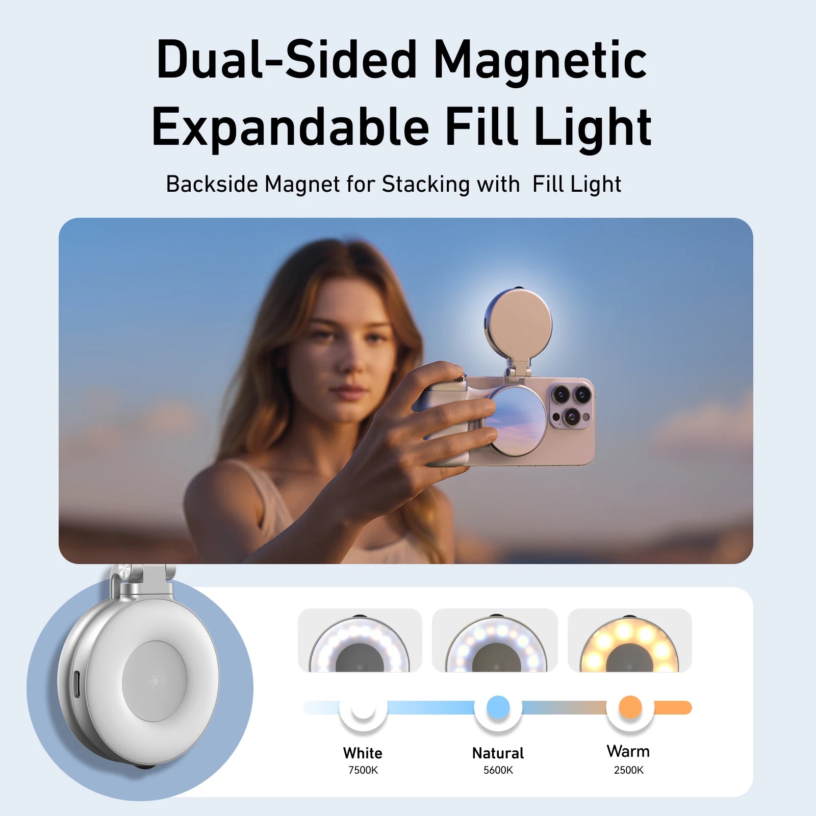AuraMag™ Magnetic LED Selfie Light for Perfect Photos